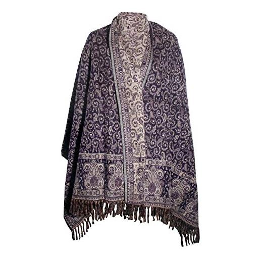 TIBET sciarpa paisley floreale blu scuro fatto a mano pura yak da TIBET coperta unisex shawl blanket doppio laterale sciarpa oversized regalo speciale