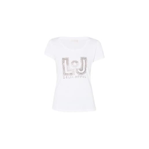 Liu Jo Jeans liu jo t-shirt con logo strass maglia maglietta donna cotone stretch wa3281 taglia s colore principale nero