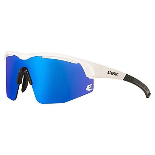 Eassun stampa occhiali, colore montatura-bianco brillante, colore lente-blu revo, l unisex-adulto