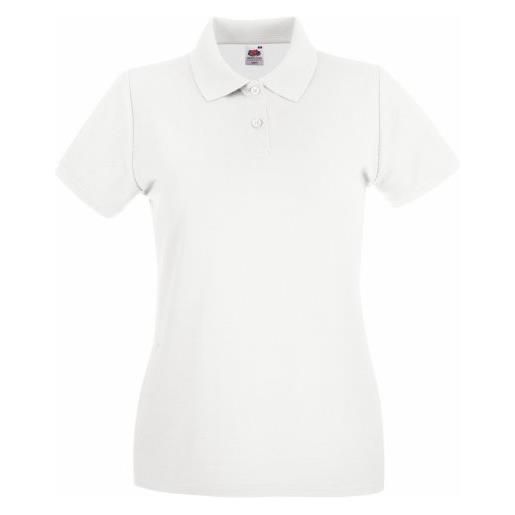 Fruit of the loom - polo 100% cotone - donna (m) (bianco)