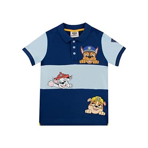 Paw Patrol maglietta chase, marshall e rubble per ragazzi polo shirt a maniche corte per bambini blu 2-3 anni