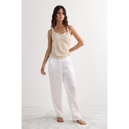 Intimissimi pantalone in tela di lino the pure linen bianco