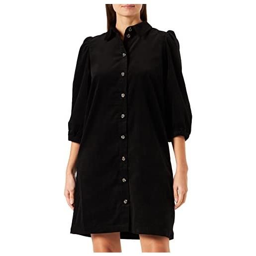 KAFFE women's dress tunic button up puff sleeves vestito casual, black deep, 38 donna