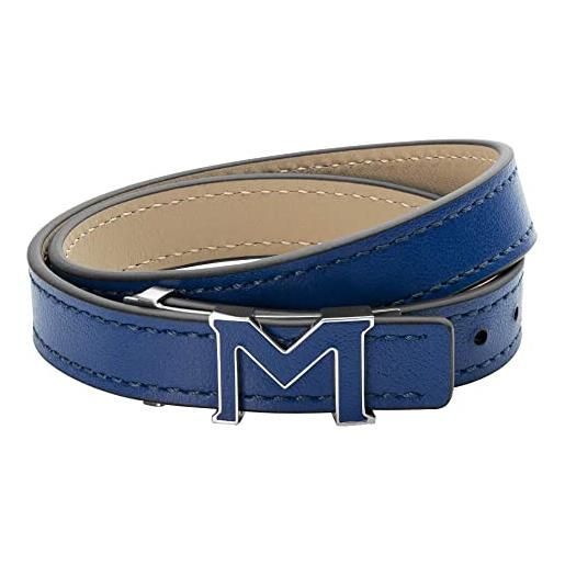 Montblanc bracciale bracelet m-gram leather insert blue 129500 marca, única, metallo non prezioso, nessuna pietra preziosa