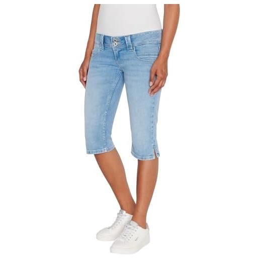 Pepe Jeans slim crop lw, pantaloncini donna, blu (denim-mp0), 31w