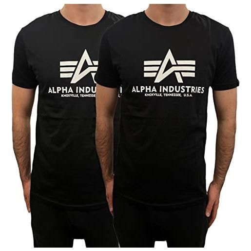 Alpha industries maglietta basic t 2 pack uomo t-shirt, nero, 5xl