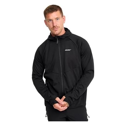 RevolutionRace pace hooded wind jacket da uomo, giacca sportiva con cappuccio resistente all'acqua per tutte le attività all'aperto, black, m