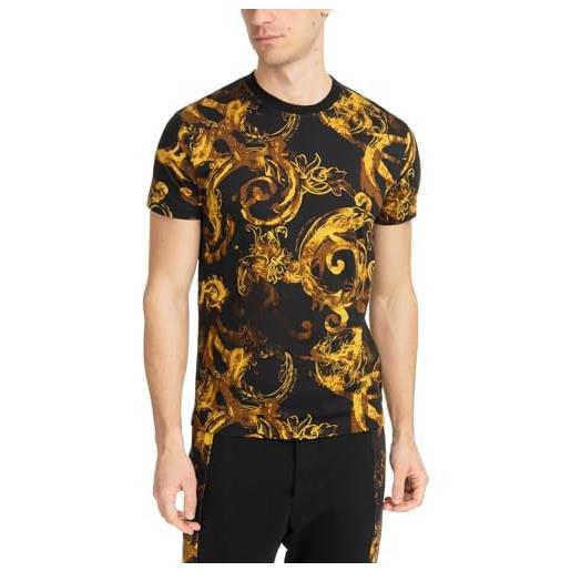 VERSACE JEANS COUTURE t-shirt da uomo nera e oro watercolor couture xxl