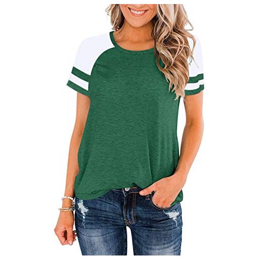 Heymiss, maglietta da donna con scollo rotondo, a tinta unita, casual, estiva, vestibilità ampia - verde - xx-large