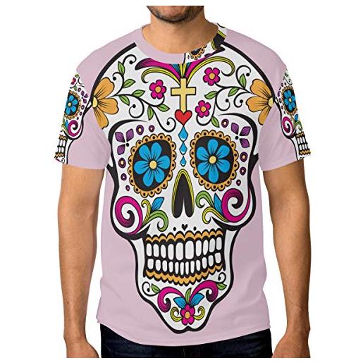 FAJRO - maglietta da uomo a maniche corte con teschio messicano 1 xxl