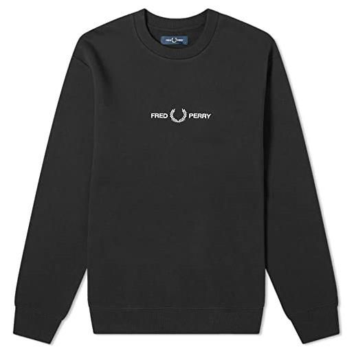 Fred Perry embroidered sweatshirt black, nero , xxl