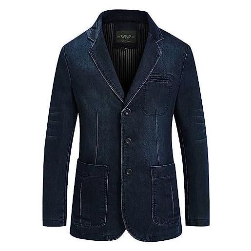 FENGJIAREN giacca di jeans da uomo, abito in denim da uomo abito in denim di cotone da uomo abito casual abito blu scuro giacca casual da uomo trend regalo di natale. , giacca di jeans da uom