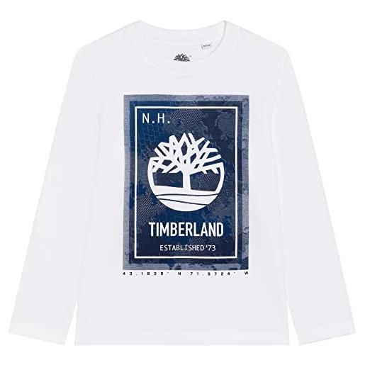 Timberland - t-shirt a maniche lunghe bianco 100% cotone 12anni