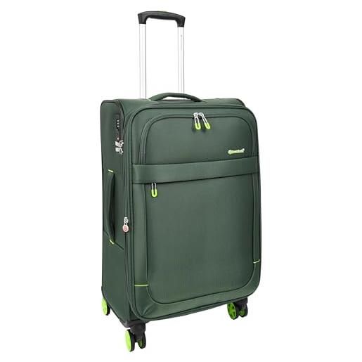 House Of Leather valigia morbida nera verde rosa 8 ruote spinner espandibile bagagli quito, verde, m, bagagli