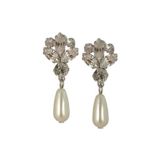 Lovett&Co. orecchino di cristallo con goccia di perla crema, vetro