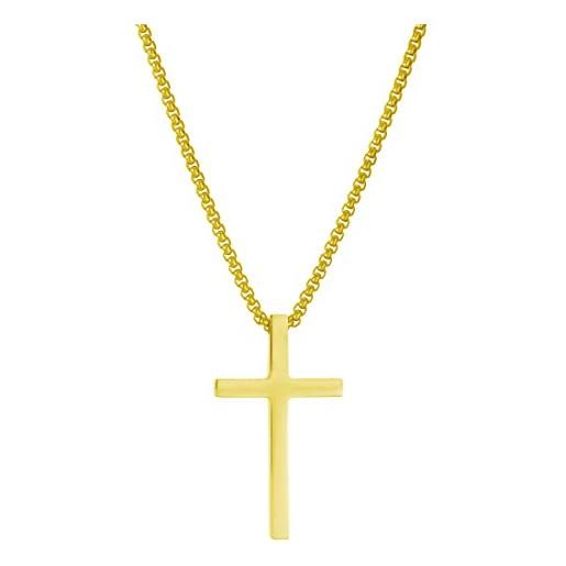 AFSTALR oro/argento collana croce uomo collana pendente croce catena gioielli cristiana croce uomo, acciaio inossidabile