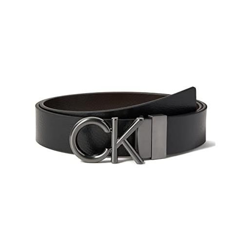 Calvin Klein cintura uomo ck metal bombe pb 3.5 cm cintura in pelle, nero (ck black /dk brown), 90 cm