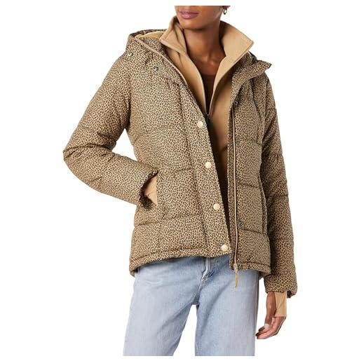 Amazon Essentials piumino con cappuccio a maniche lunghe pesante (taglie forti disponibili) donna, cammello leopardata, 6xl plus