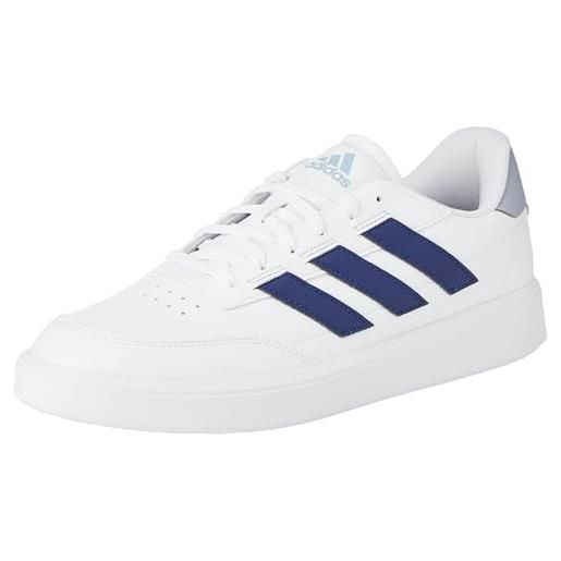 adidas courtblock shoes, scarpe da ginnastica uomo, ftwr white/dark blue/halo silver, 47 1/3 eu