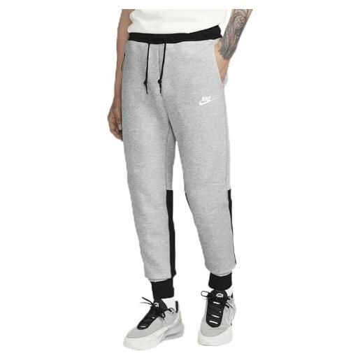 Nike fb8002-064 tech fleece pantaloni sportivi uomo dk grey heather/black/white taglia m-t