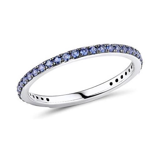 namana anello donna in argento 925 con zirconi blu, anelli sottili con zirconi per donna e ragazza, anello argento 925 donna con pietre blu, misura dell'anello 19