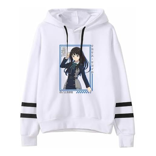 Charous anime lycoris recoil cosplay inoue takina cartoon bar sleeve hoodie, maglione casual usato per fan di manga lycoris regalo, bianco, m