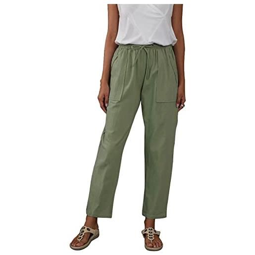 EBTOOLS pantaloni donna eleganti pantaloni casual pantaloni sportivi con coulisse pants pantaloni in cotone e lino con tasche pantaloni leggeri estivi traight (xl-verde)