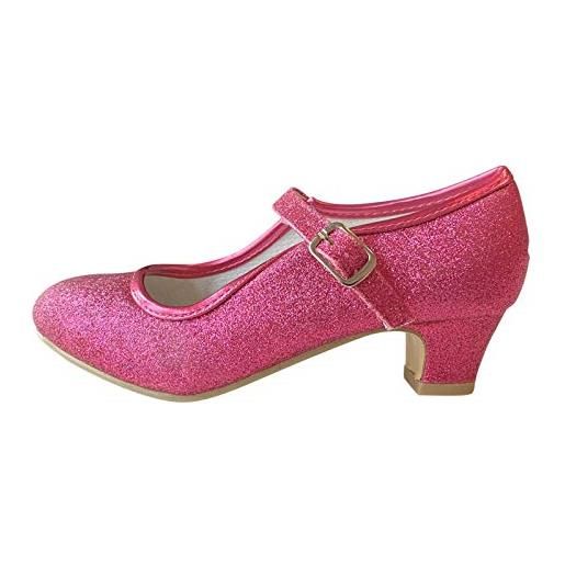 La Senorita la seno rita princess glitter elsa frozen spanish flamenco shoes, rosa fucsia, 37 eu stretta
