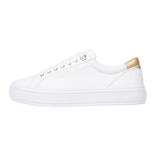 Tommy Hilfiger essential vulc canvas sneaker fw0fw07682, vulcanizzate donna, bianco (white), 37 eu