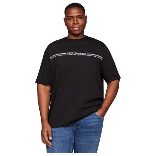 Tommy Hilfiger t-shirt maniche corte uomo stripe chest scollo rotondo, nero (black), 3xl