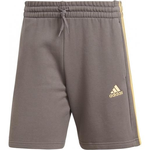 Pantaloncini shorts uomo adidas essentials french terry 3-stripes grigio giallo is1346
