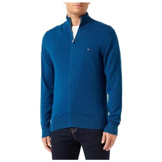 Tommy Hilfiger cardigan giacca in maglia uomo con zip cashmere cerniera, blu (deep indigo), xl