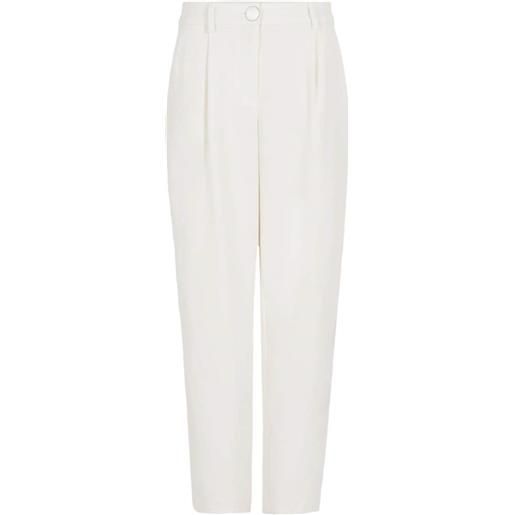 Armani Exchange pantaloni affusolati con ricamo - bianco