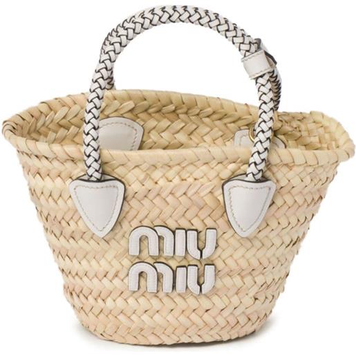 Miu Miu borsa tote intrecciato - toni neutri