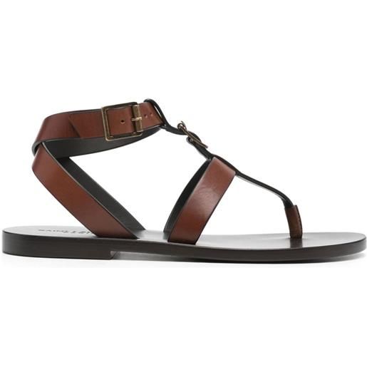 Saint Laurent hardy buckled leather sandals - marrone