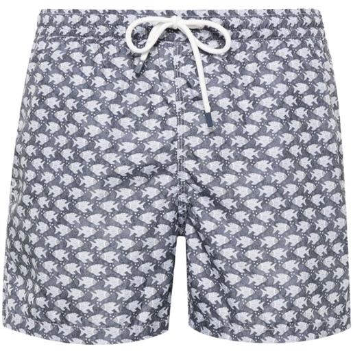 Fedeli madeira fish-print swim shorts - grigio