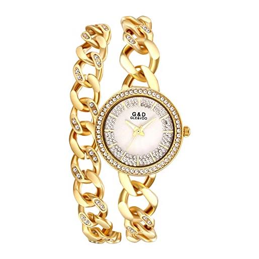 JewelryWe orologio da polso da donna con diamante luminoso, orologio alla moda, regalo lusso