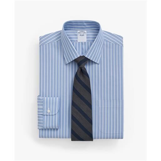 Brooks Brothers camicia azzurra a spina di pesce regular fit non-iron elasticizzata con collo ainsley blu chiaro