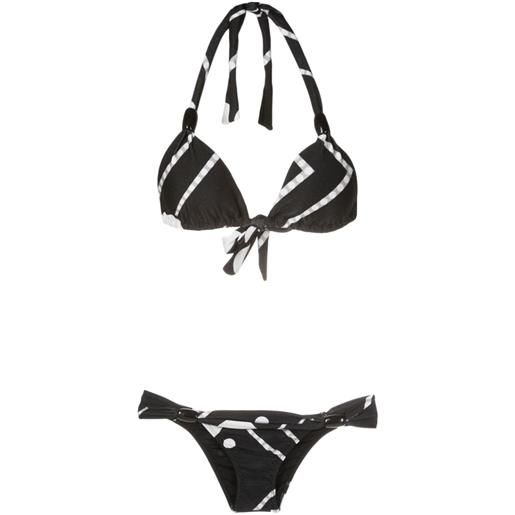 Adriana Degreas set bikini déco con stampa - nero