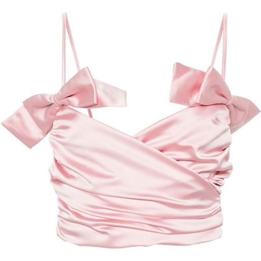 Fiorucci bow-embellished satin cropped top - rosa
