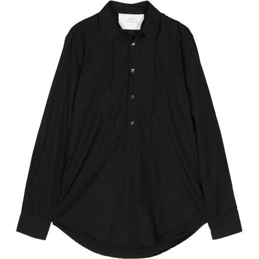 NN07 pleat-detail cotton shirt - nero