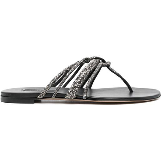 Casadei crystal-embellished flat sandals - grigio