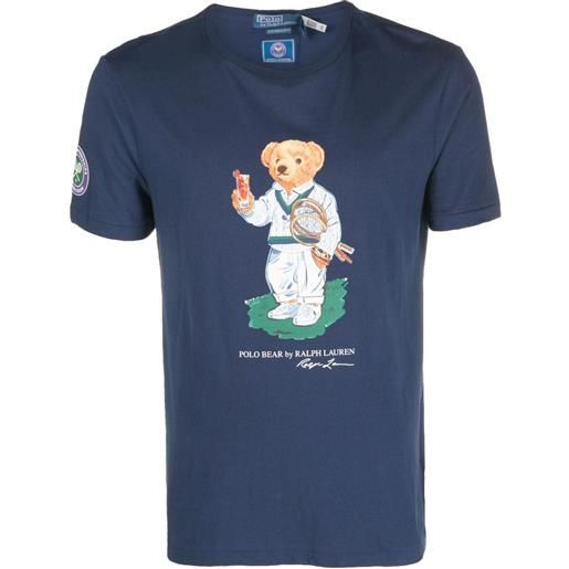 Polo Ralph Lauren t-shirt teddy bear con stampa - blu