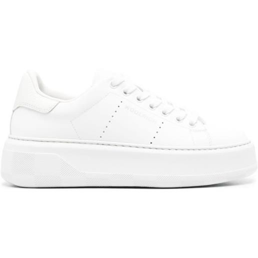 Woolrich logo-print leather sneakers - bianco