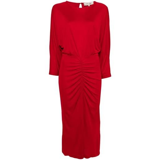 DVF Diane von Furstenberg chrisey ruched-detail midi dress - rosso