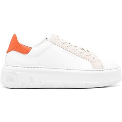 Woolrich logo-print leather sneakers - bianco