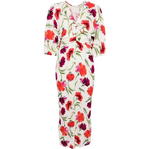 DVF Diane von Furstenberg valerie floral-print midi dress - bianco