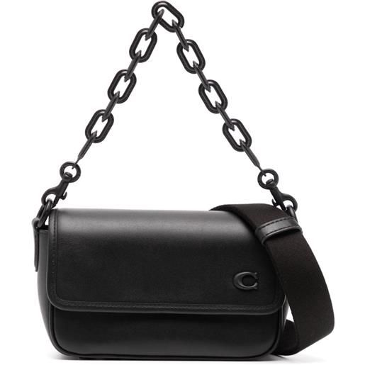 Coach chain-link strap leather shoulder bag - nero