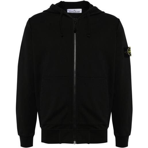 Stone Island compass-badge cotton hoodie - nero