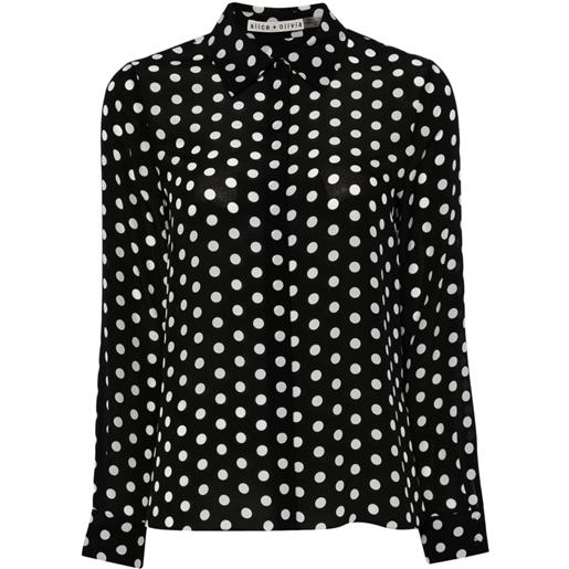 alice + olivia willa polka dot-print silk shirt - nero